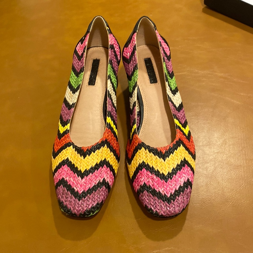 Topshop Rainbow Chevron Print Pumps / Heels